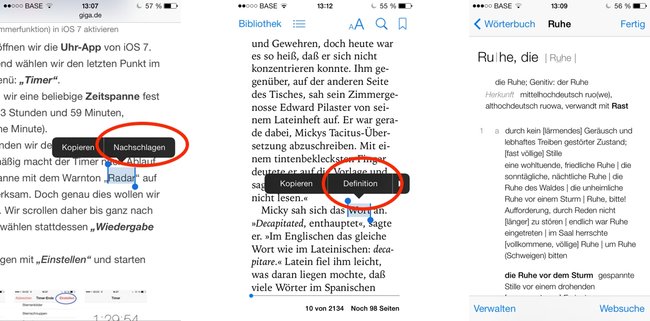 Wörterbuch in iOS 7 verwenden