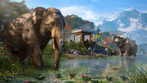 Far Cry 4: Nicht nur mit motorisierten Fahrzeugen reist ihr durch Kyrat, auch auf dem Rücken von Elefanten