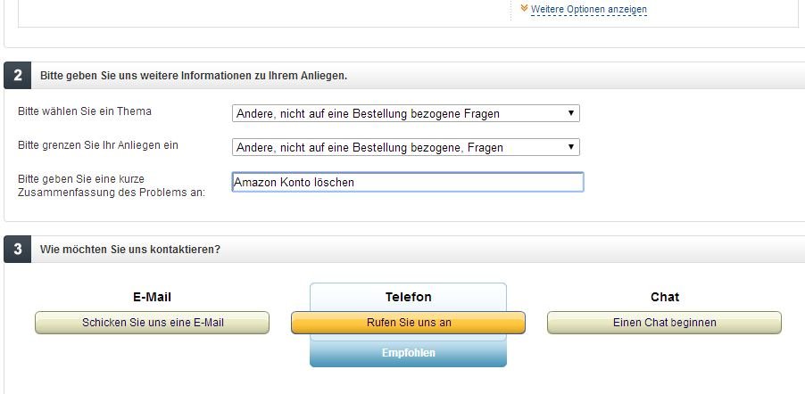 amazon acc löschen