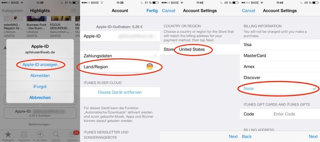 App Store wechseln