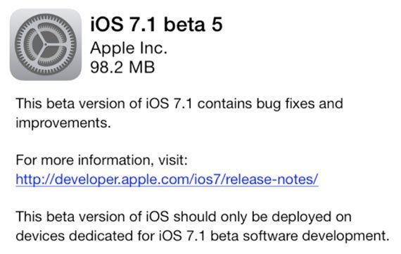 iOS 7.1 Beta 5 veröffentlicht: Neuerungen im Überblick