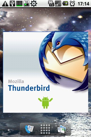 Der Splashscreen der Fake Thunderbird-App // Quelle: Daystrom