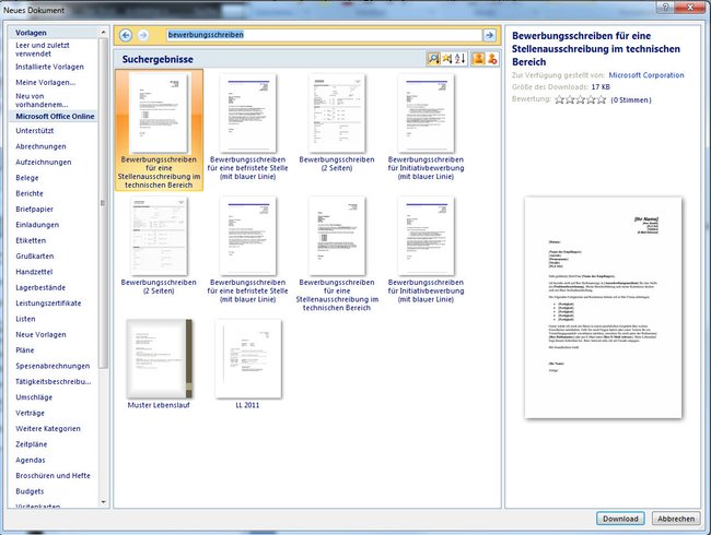 bewerbungsschreiben vorlage word