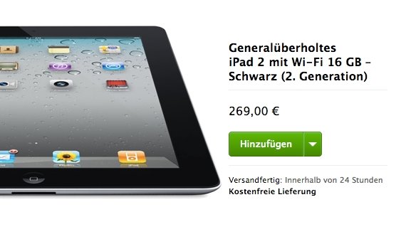 iPad 2 sehr günstig im Apple Refurbished Store