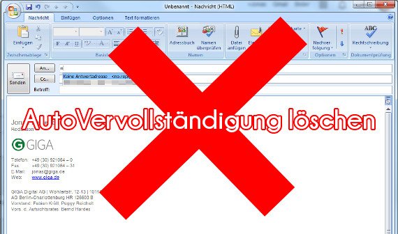 Outlook: Eintrag aus Autovervollständigung löschen