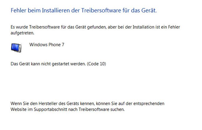 Fehler beim Installieren der Treibersoftware für das Gerät