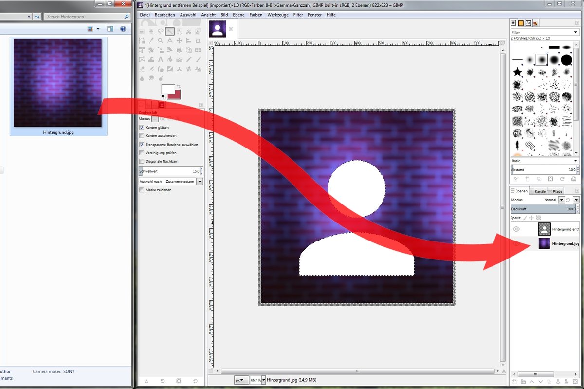 GIMP: Hintergrund transparent machen, ändern oder entfernen