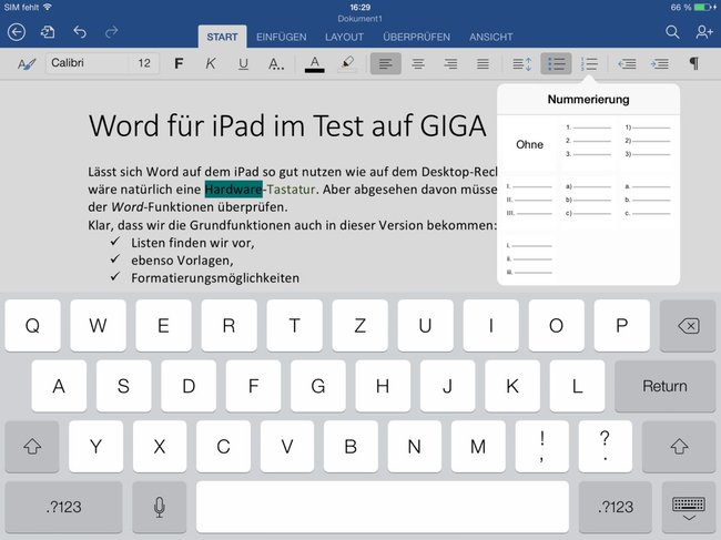 Word-Test_iPad-App_Formatierung