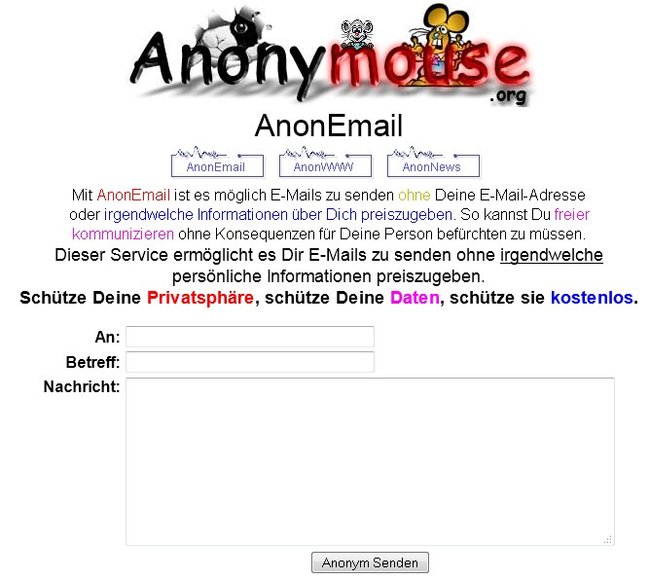 anonyme email anonymouse