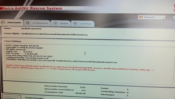 avira antivir rescue scannt