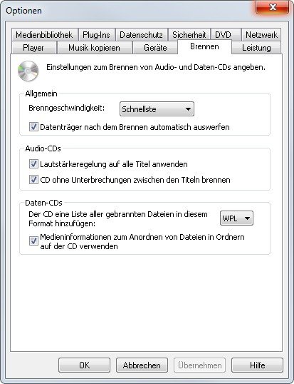 cd kopieren brennoptionen