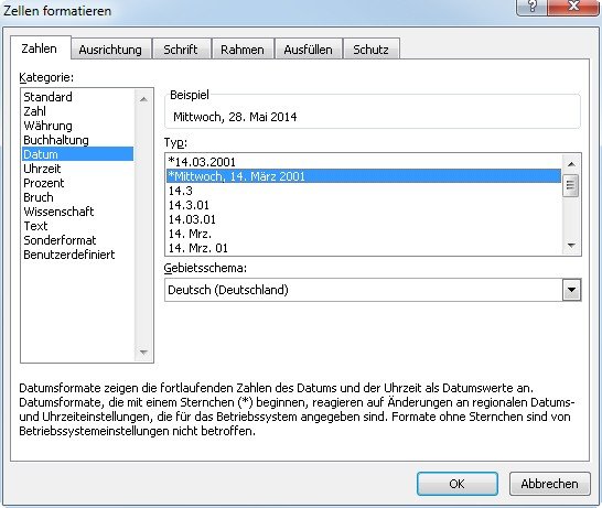 Mit der richtigen Formatierung gibt Excel Wochentage direkt in derselben Zelle aus