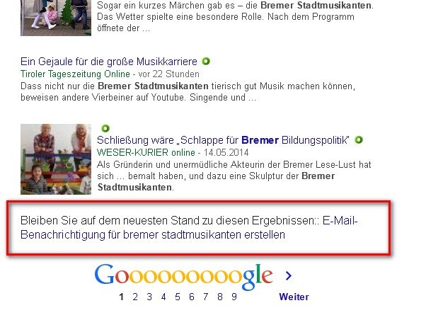 Für News gibt es eigene Google Alerts!