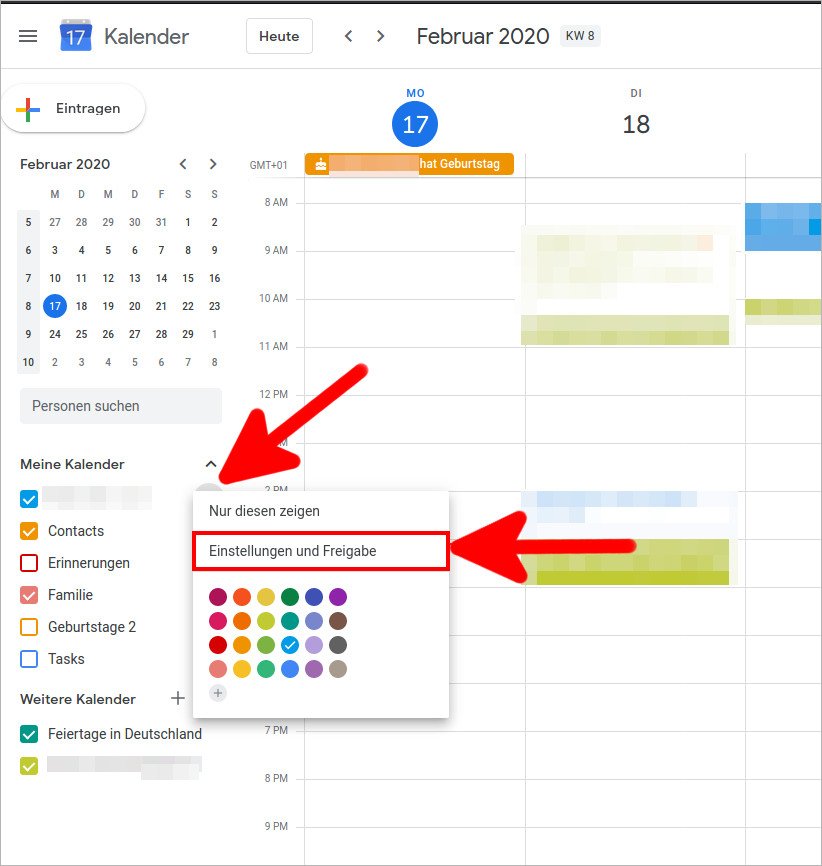 GoogleKalender für andere freigeben & teilen so geht