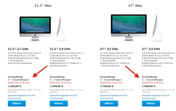 iMac: Verlängerte Lieferzeiten könnten auf neue Modelle hinweisen