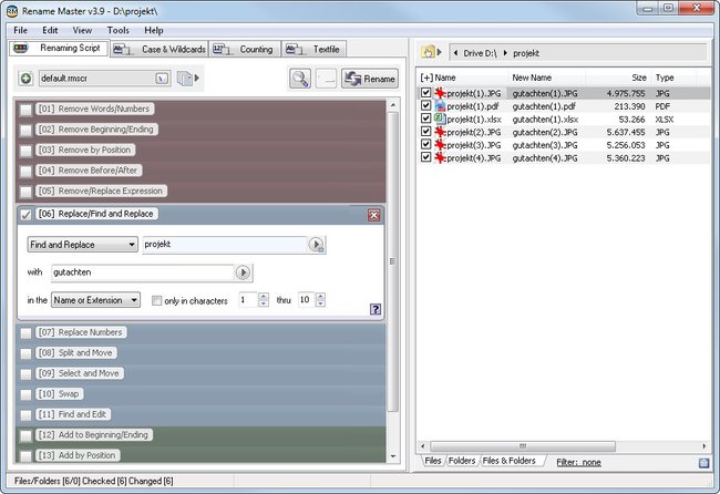 Rename Master kann nicht nur einfach mehrere Dateien umbenennen