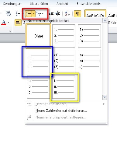 Wie verwende ich römische Zahlen in Word?