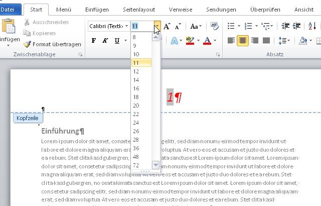 word-seitenzahlen-schriftart