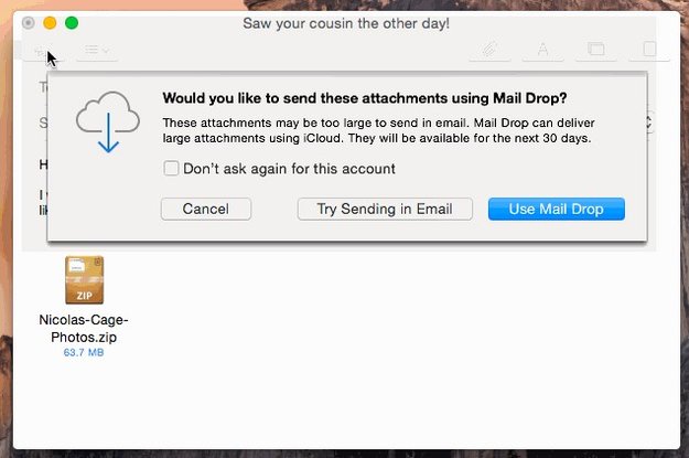 Mail Drop in OS X Yosemite verwenden oder nicht verwenden?