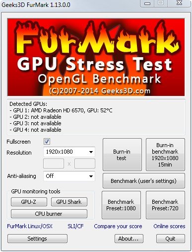 FurMark kann die Grafikkarte testen, die Temperatur feststellen und einen Benchmark ausgeben