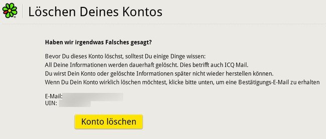 ICQ Account löschen: Nur wenige Klicks sind notwendig