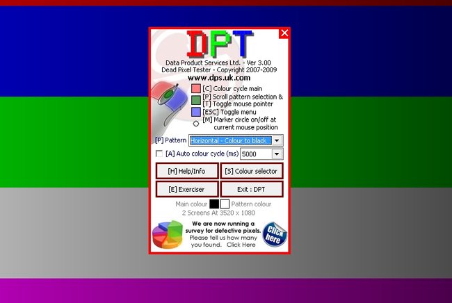 Mit DPT können wir den Monitor untersuchen und vielleicht sogar die Pixelfehler selbst beheben
