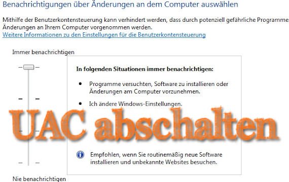 UAC abschalten: Die Benutzerkontensteuerung deaktivieren