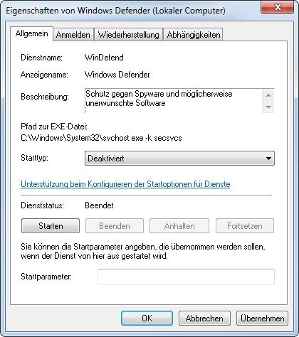 Wir können Windows Defender nicht deinstallieren - aber den Dienst killen!