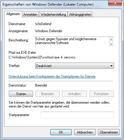 Windows Defender Bei Vista Deaktivieren
