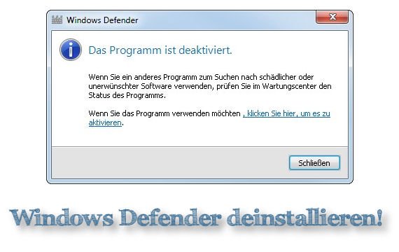 Den Windows Defender deinstallieren - geht das?