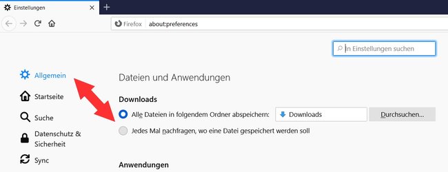 Firefox Download-Ordner 2021
