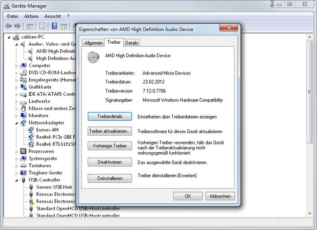 Treiber für den Audiocontroller für Multimedia installieren oder löschen wir im Geräte-Manager
