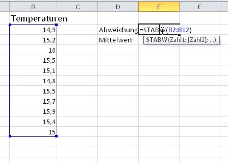 Die Excel-Funktion Standardabweichung ist einfach in der Anwendung