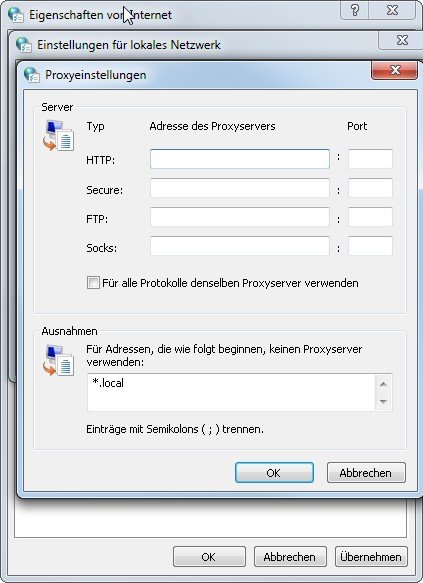 In den Internetoptionen können wir auch Proxy-Server und VPN-Verbindungen einrichten