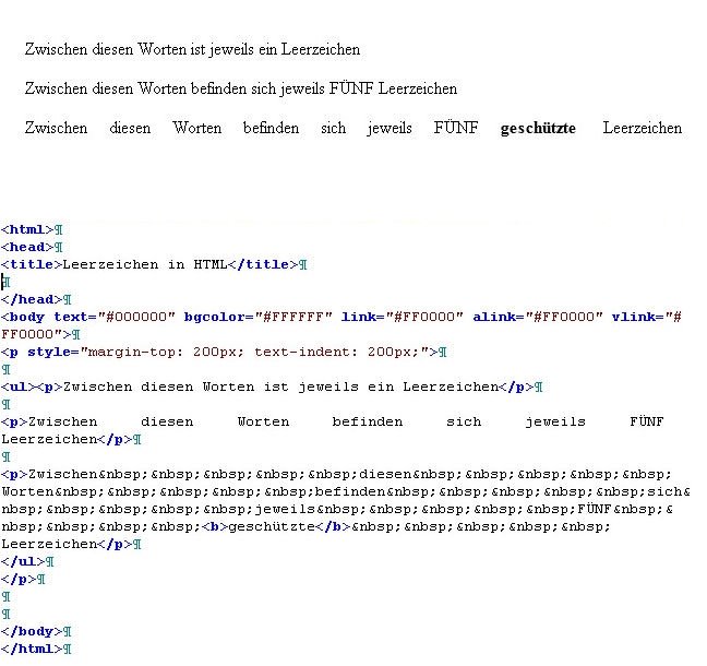 leerzeichen html geschuetzt