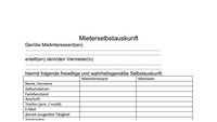 Mieter Selbstauskunft Formular