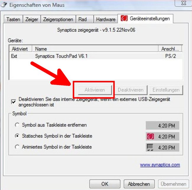 Hier aktiviert ihr das Touchpad in den Windows-Einstellungen. Bild: GIGA