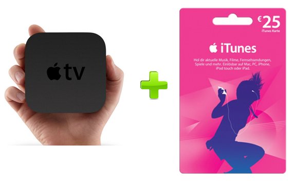 Zum Apple TV legt Apple einen 25 Euro iTunes-Gutschein dazu