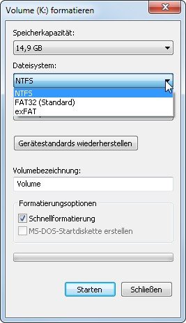 festplatte durch fat32 formatieren