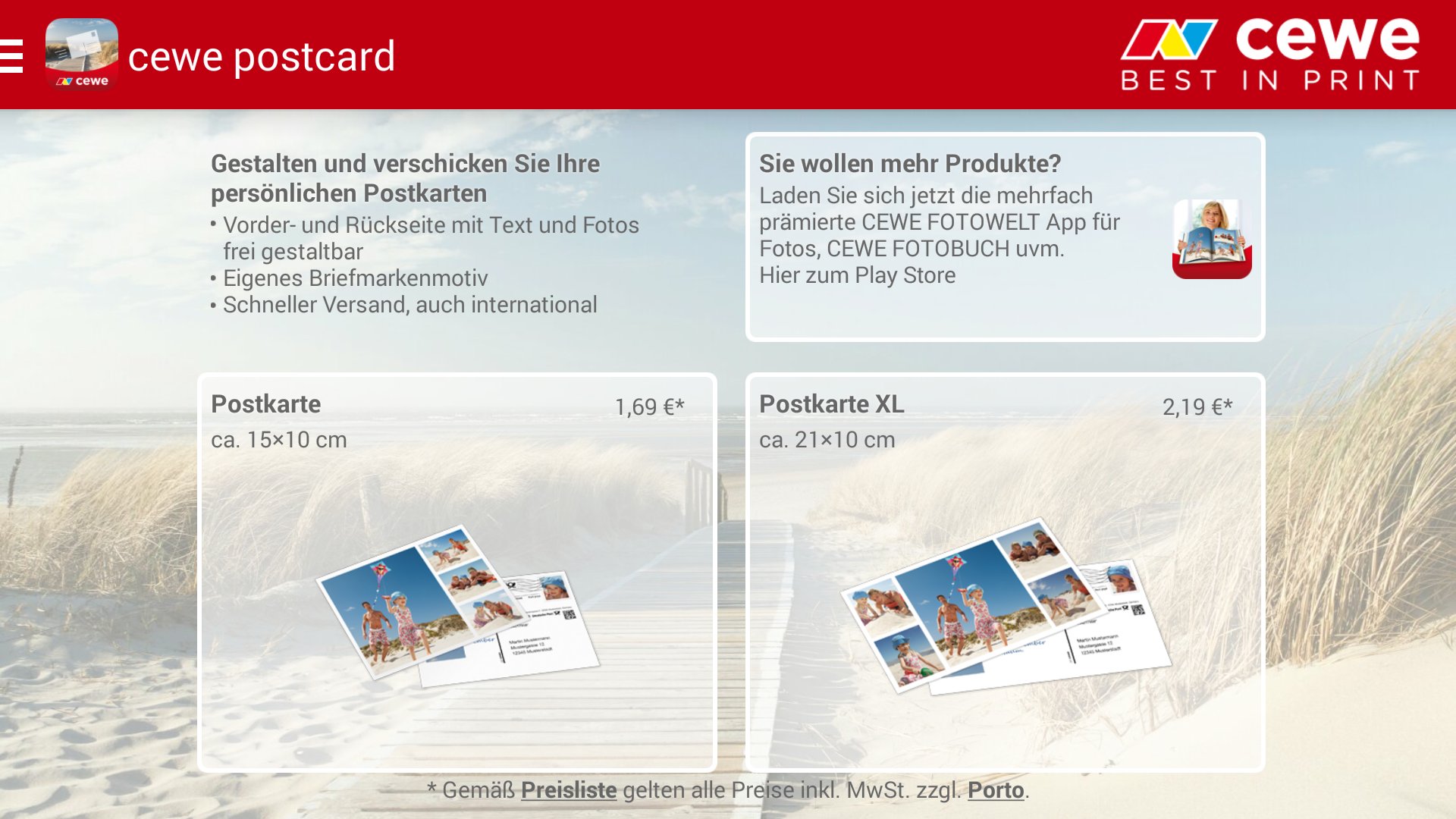 Cewe Postcard Urlaubsgrusse Vom Smartphone Als Postkarte Versenden