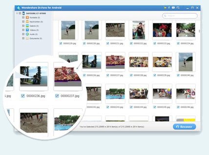 Wondershare Dr.Fone: Markiert die Elemente, die ihr wiederherstellen wollt und klickt auf Recover