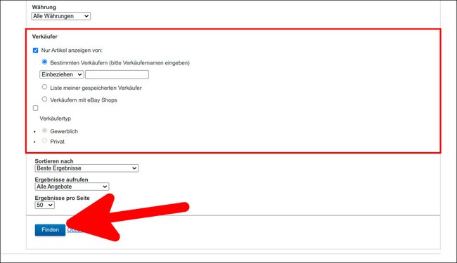 Hier könnt ihr konkret nach einem oder mehreren Verkäufern suchen. Bild: eBay