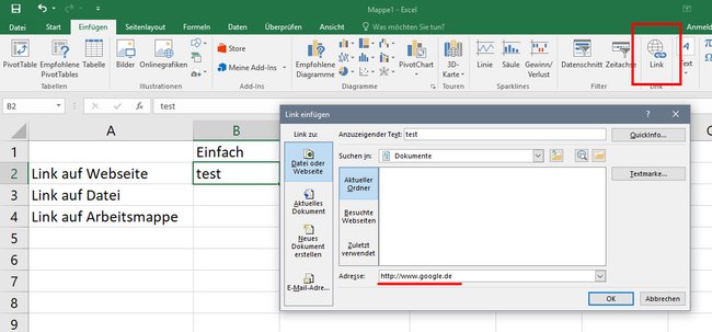 Hier könnt ihr Hyperlinks in Excel setzen.