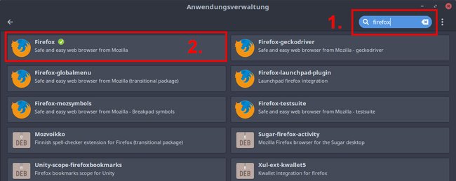 So installiert ihr Firefox über die Anwendungsverwaltung. Bild: GIGA