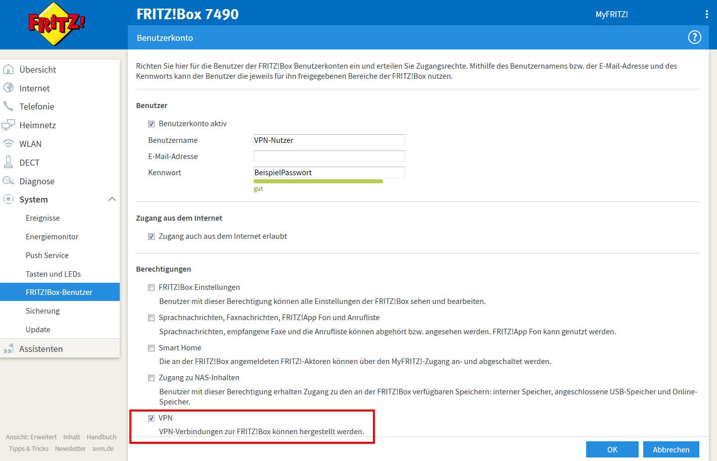 fritz box vpn android dns