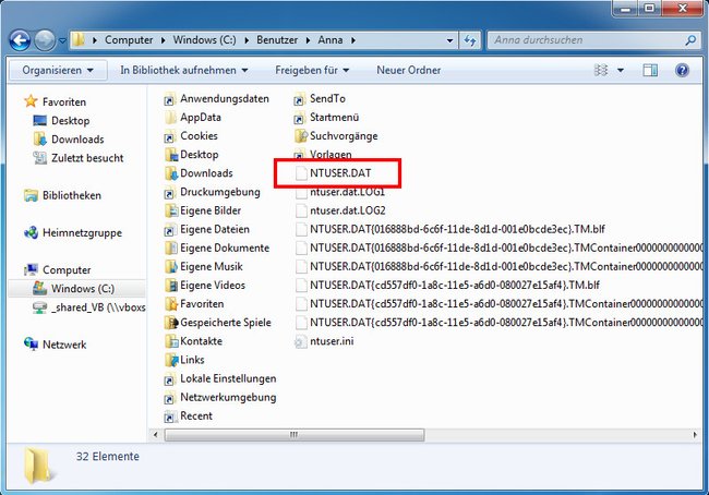 Die Datei ntuser.dat liegt im jeweiligen Benutzerverzeichnis.