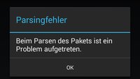 Lösung: Beim Parsen des Pakets ist ein Problem aufgetreten (Android)