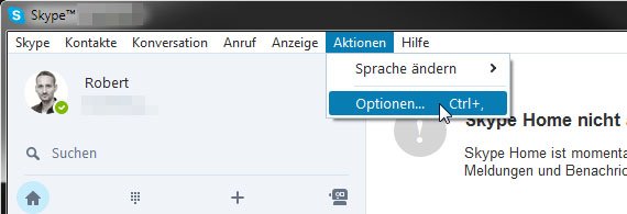 Hier öffnet ihr die Optionen