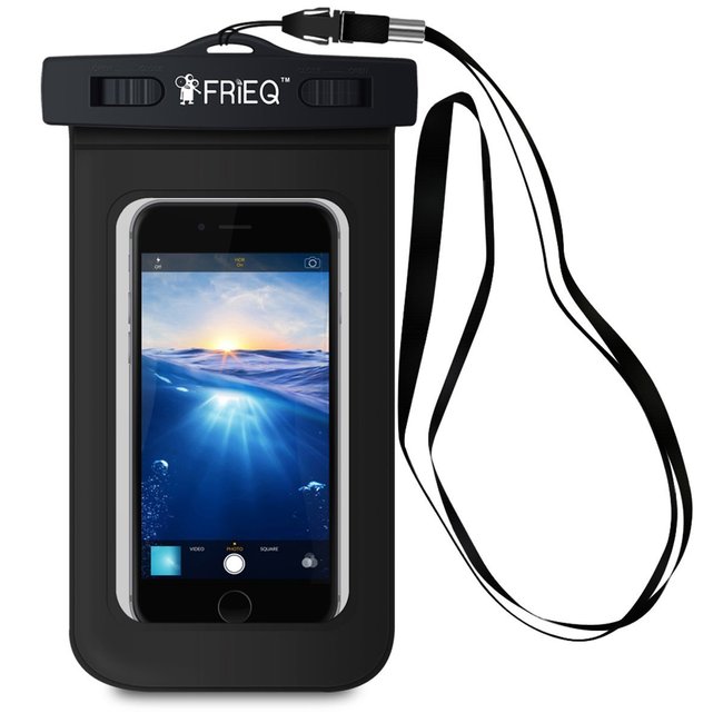 Nicht wasserdichte Smartphones können mit Taschen wasserfest gemacht werden. Hier ist ein Modell von FrieQ mit IPX8. Bild: FrieQ
