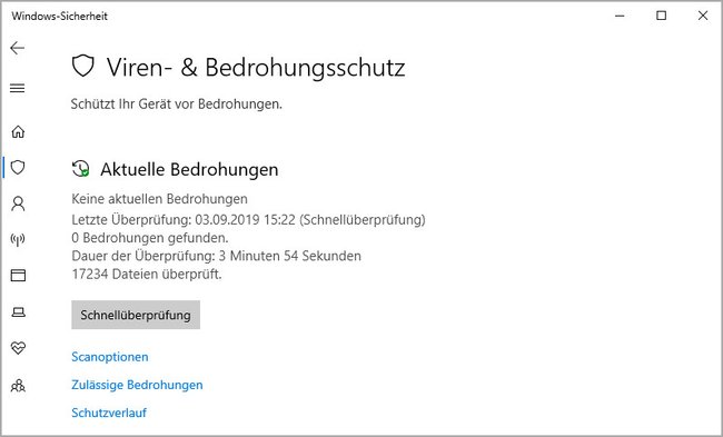 Der Windows-Defender entfernt Viren in der Regel zuverlässig. Bild: GIGA